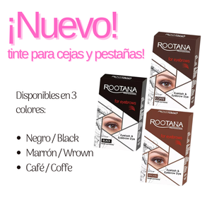 Tinta Henna Para Cejas Y Pestañas Profesional Rootana Kit Color Negro