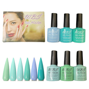 Gel Semipermanente Gama C De 6 Piezas Marca WBS Para Uñas 10ml c/u