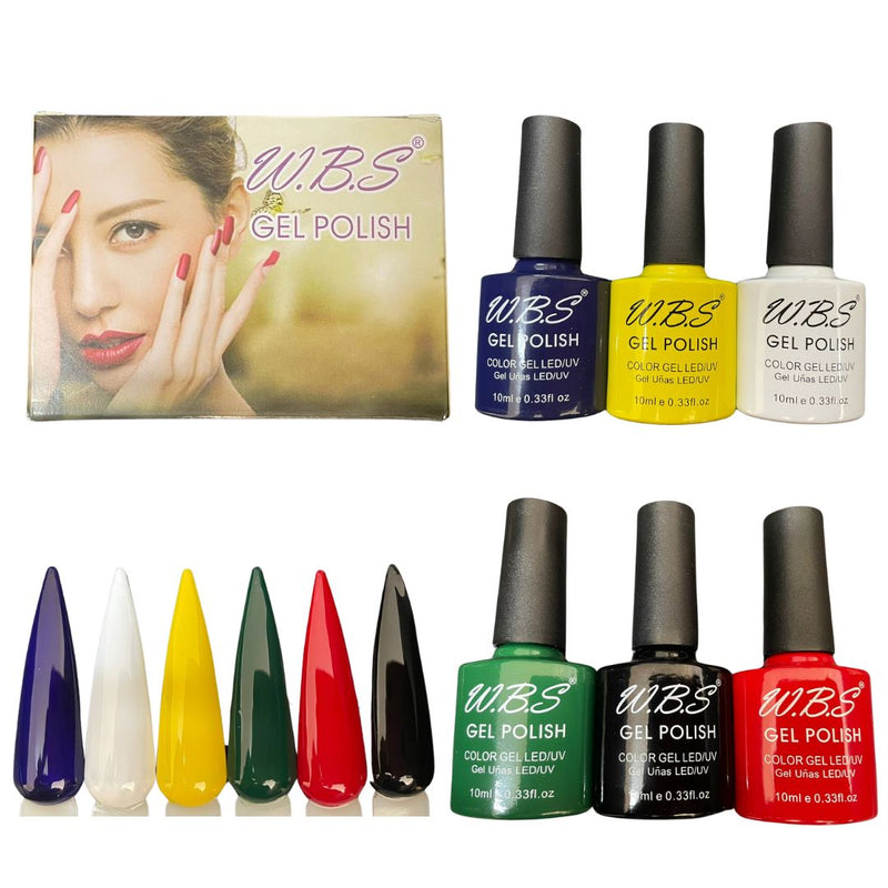 Gel Semipermanente Gama G De 6 Piezas Marca WBS Para Uñas 10ml c/u