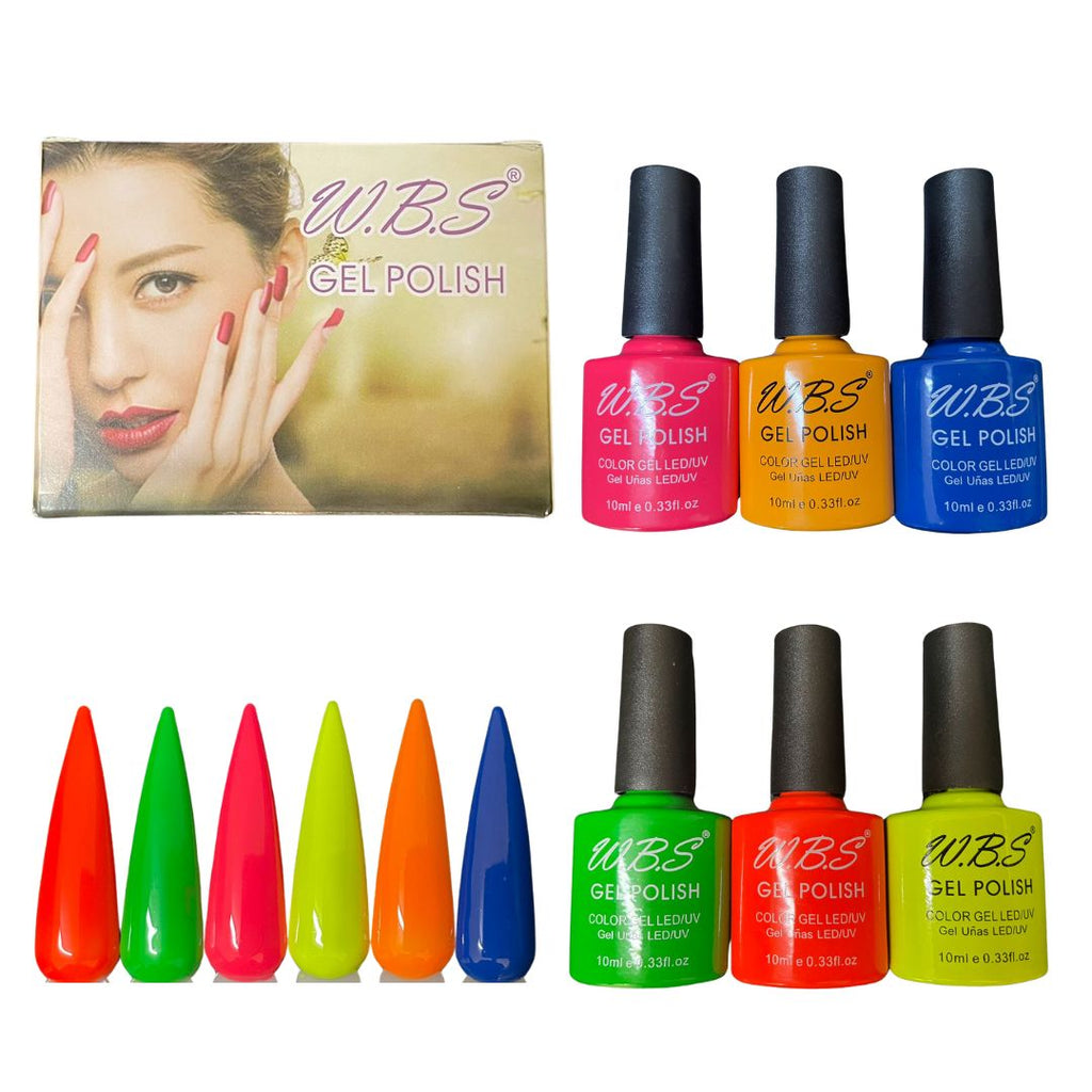 Gel Semipermanente Gama I De 6 Piezas Marca WBS Para Uñas 10ml c/u