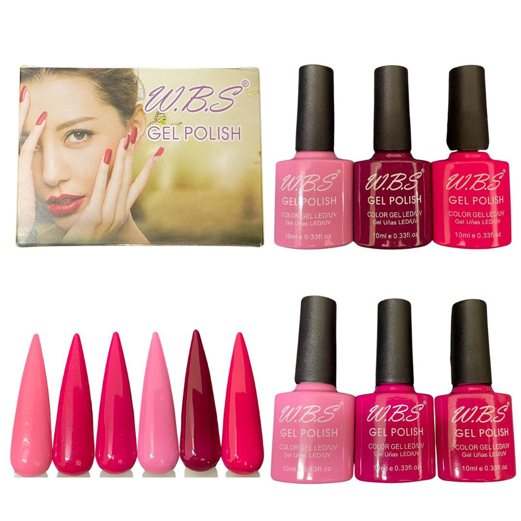 Gel Semipermanente Gama N De 6 Piezas Marca WBS Para Uñas 10ml c/u