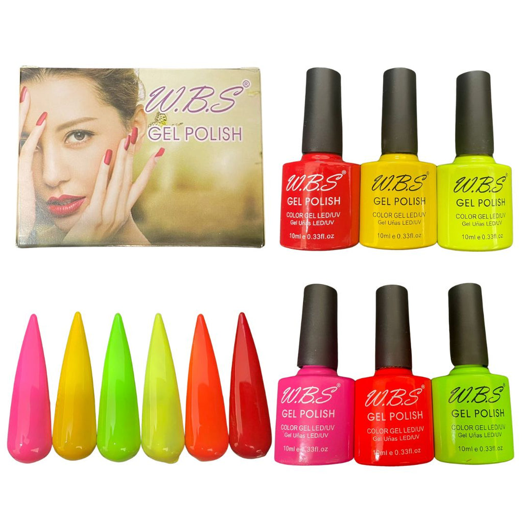 Gel Semipermanente Gama O De 6 Piezas Marca WBS Para Uñas 10ml c/u