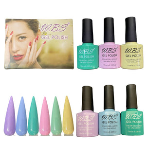 Gel Semipermanente Gama S De 6 Piezas Marca WBS Para Uñas 10ml c/u