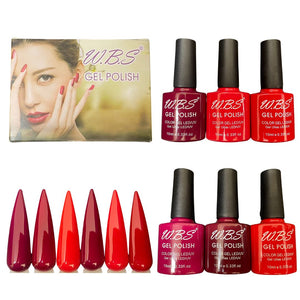 Gel Semipermanente Gama V De 6 Piezas Marca WBS Para Uñas 10ml c/u