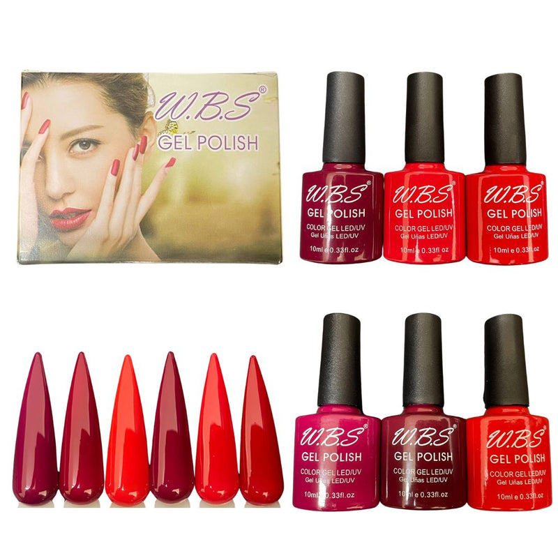 Gel Semipermanente Gama V De 6 Piezas Marca WBS Para Uñas 10ml c/u