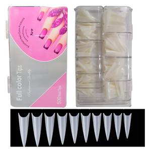 Tip Estileto XL Natural o Cristal Caja con 500 Piezas